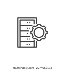 Data center configuration line icon. linear style sign for mobile concept and web design. Database setting outline vector icon. Symbol, logo illustration. Vector graphics