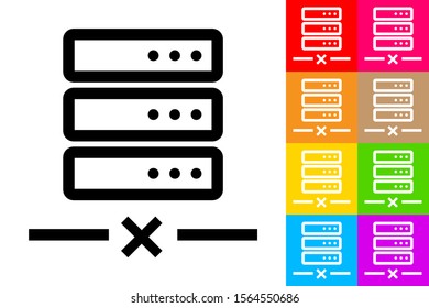 Data Center Disconnected. Line Icon With Different Color Background.