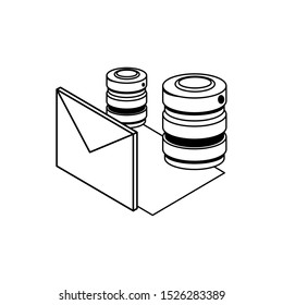 data center disk with envelopes vector illustration design