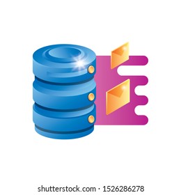 data center disk with envelopes vector illustration design