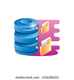 data center disk with folders vector illustration design