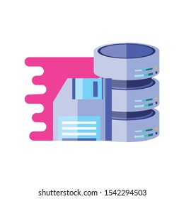 data center disks with floppy disk vector illustration design