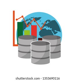 data center disks with statistical graphical and planet earth