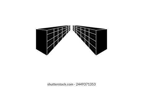 data center emblem, black isolated silhouette
