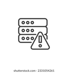 Data center error line icon. linear style sign for mobile concept and web design. Computer server failure alert outline vector icon. Symbol, logo illustration. Vector graphics