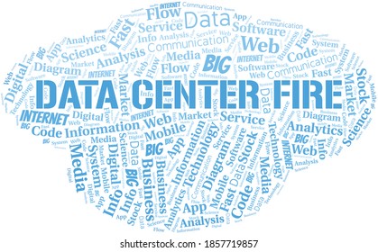 Data Center Fire vector word cloud, made with text only.