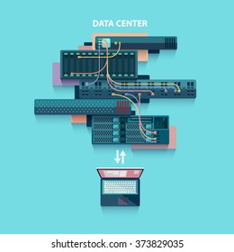 Data center. Flat design.