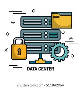 data center flat line icons