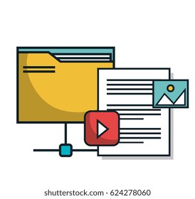 data center flat line icons