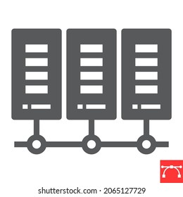 Data Center Glyph Icon, Database And Hosting, Computer Server Vector Icon, Vector Graphics, Editable Stroke Solid Sign, Eps 10.