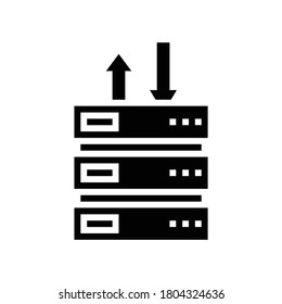 vector de icono de glifo de centro de datos. signo del centro de datos. símbolo de contorno aislado ilustración negra