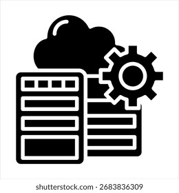 Ilustração do vetor de ícone de glifo do data center