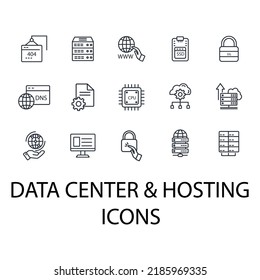 data center and hosting icons set . data center and hosting pack symbol vector elements for infographic web