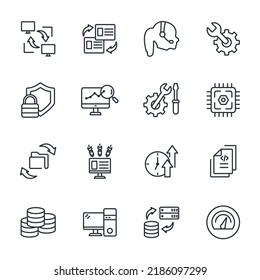 data center and hosting icons set . data center and hosting pack symbol vector elements for infographic web