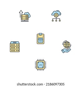 data center and hosting icons set . data center and hosting pack symbol vector elements for infographic web