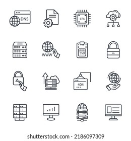 data center and hosting icons set . data center and hosting pack symbol vector elements for infographic web