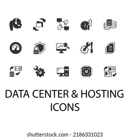 data center and hosting icons set . data center and hosting pack symbol vector elements for infographic web