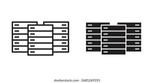 Icono del centro de datos en blanco y negro