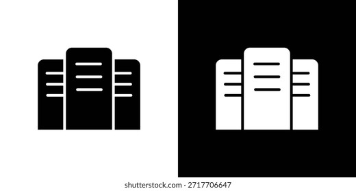Schwarzes, flaches Piktogramm für das Rechenzentrum. Für Grafik- und Webdesign.