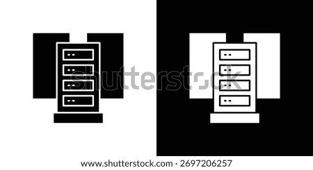 Data center icon. Black Silhouette. Graphic illustration.