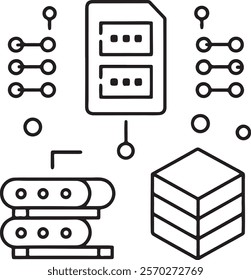 Data center icon collection set. Containing cloud computing, security, hosting, computer, internet, server, information technology icon. Simple flat vector