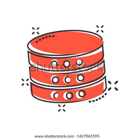 Data center icon in comic style. Server vector cartoon illustration on white isolated background. Security business concept splash effect.