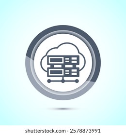 Data center icon design illustration. Computer server vector icon, Gray color button design