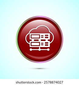 Data center icon design illustration. Computer server vector icon, Red color round button design
