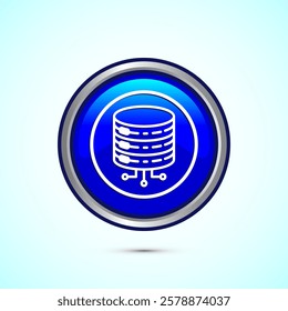 Data center icon design illustration. Computer server vector icon, Blue color round button design