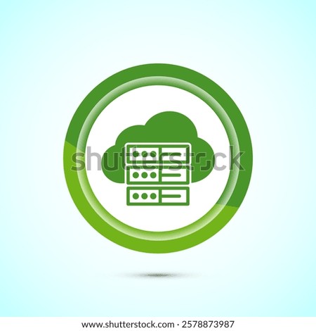 Data center icon design illustration. Computer server vector icon, Green color button design