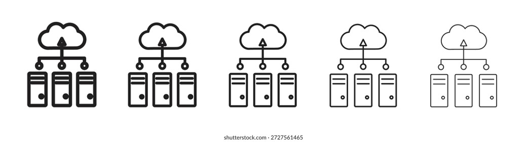 Diseño de icono de centro de datos en estilo de trazo editable delgado para trabajo gráfico