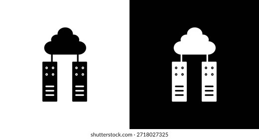 Icon für das Rechenzentrum, flacher, durchgehender Stil in schwarz-weißen Farben. Vektor eps10.