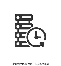Data center icon in flat style. Clock vector illustration on white isolated background. Watch business concept.