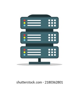 Data center icon in flat style. Computer datacenter vector illustration on isolated background. Storage cloud sign business concept.