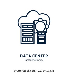 data center icon from internet security collection. Thin linear data center, data, network outline icon isolated on white background. Line vector data center sign, symbol for web and mobile