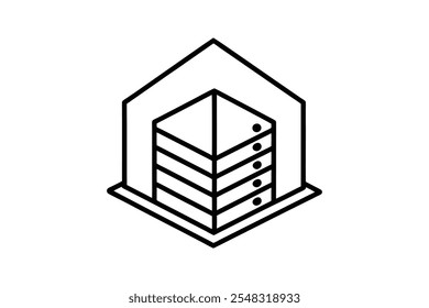 Data center icon line art vector illustration outline design