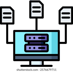 Data Center Icon Lineal Color Vector Illustration