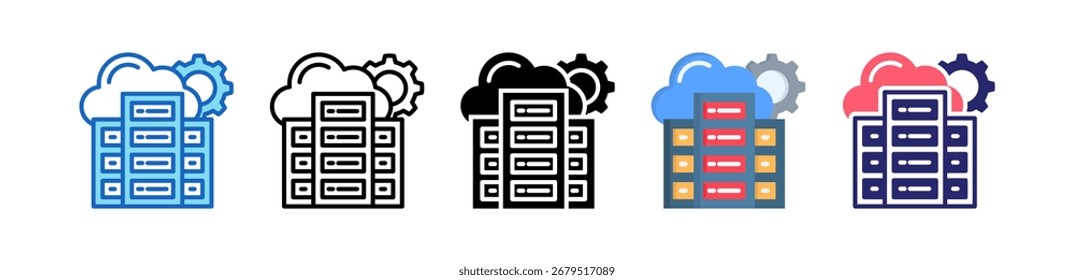 Data Center Icon Multiple Style Set Collection.