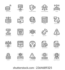 Datacenter-Icon-Paket für Ihre Website, Ihr Handy, Ihre Präsentation und Ihr Logo-Design. Symbolskizze des Rechenzentrums. Vektorgrafik-Illustration und bearbeitbarer Strich.