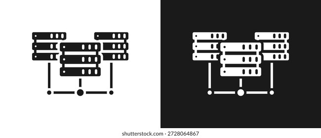 Data Center Icon Set Glyph In White And Black Background