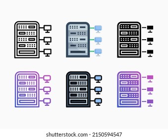 Data Center Icon Set With Line, Outline, Flat, Filled, Glyph, Color, Gradient. Editable Stroke And Pixel Perfect. Can Be Used For Digital Product, Presentation, Print Design And More.