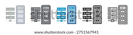 data center icon set multi style various collection