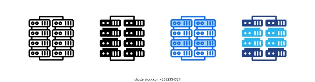 Data Center Icon Set Multiple Style Collection