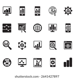 Data center icon set vector