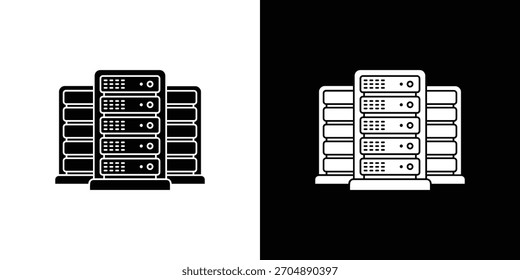 Data center icon silhouette vector in black colors. flat symbol logo design style
