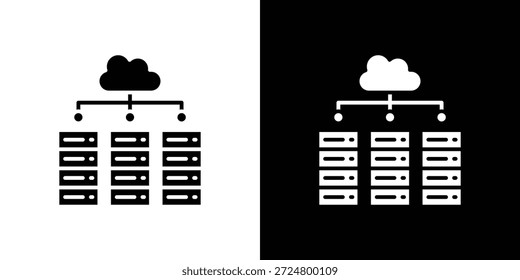 Paquete de diseño de ilustración plana de Vector de silueta de icono de centro de datos.