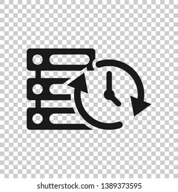 Data center icon in transparent style. Clock vector illustration on isolated background. Watch business concept.