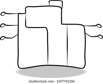 Data center icon vector, hand drawing. Illustration of server, contour of symbol black