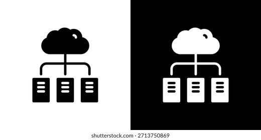 Ícone do data center. Ilustração vetorial. Silhueta em preto