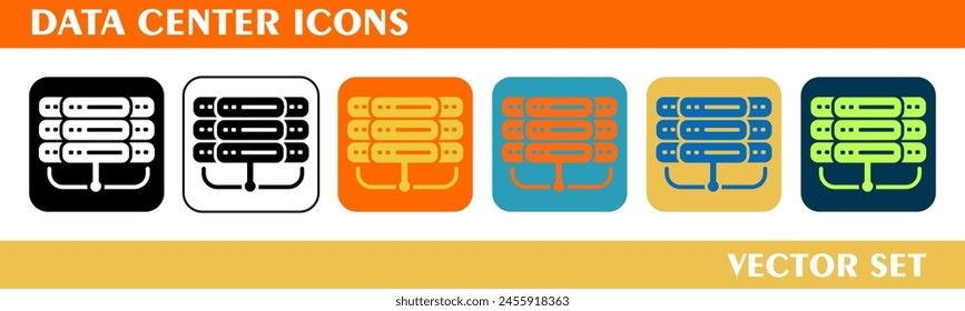 Data center icons design. For sign, symbol, web design or web graphics. Vector flat illustration.